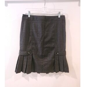 BCX Women's Gray Plaid Pleated Flare Skirt Size 9 Career Business Office Preppy